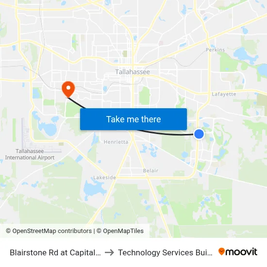 Blairstone Rd at Capital Cir SE Wb to Technology Services Building (Elbit) map