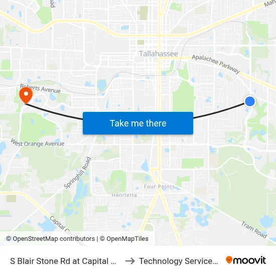 S Blair Stone Rd at Capital Commerce Center Sb to Technology Services Building (Elbit) map