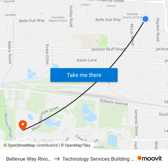 Bellevue Way Rivoli Rd to Technology Services Building (Elbit) map