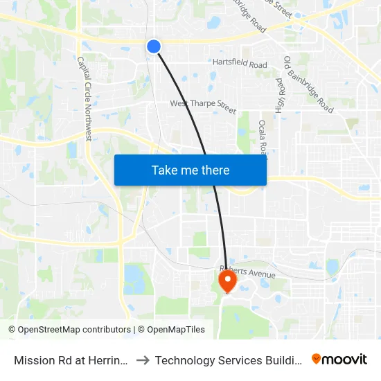 Mission Rd at Herring Dr Sb to Technology Services Building (Elbit) map