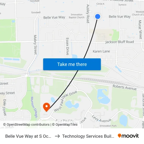 Belle Vue Way at S Ocala Rd Wb to Technology Services Building (Elbit) map