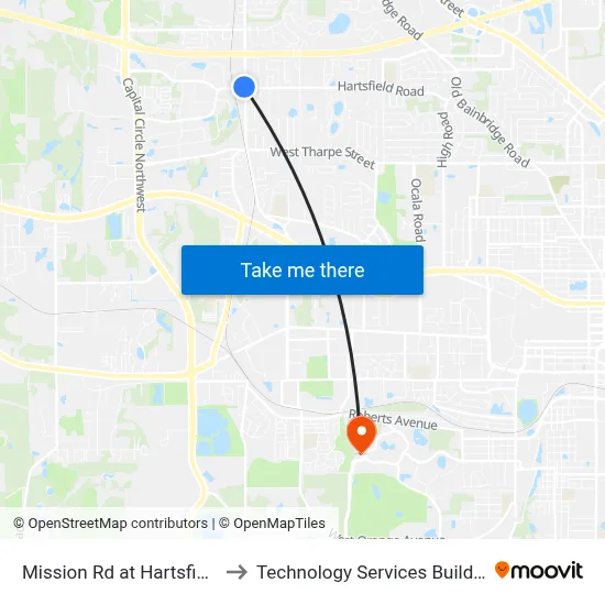 Mission Rd at Hartsfield Rd Sb to Technology Services Building (Elbit) map