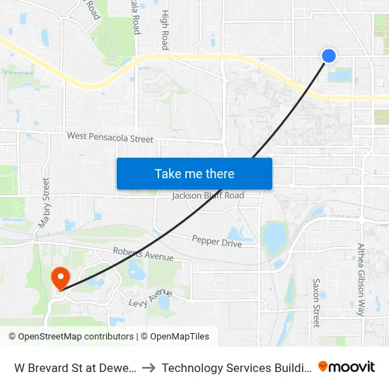 W Brevard St at Dewey St Wb to Technology Services Building (Elbit) map