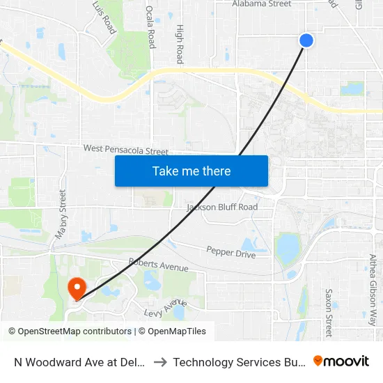 N Woodward Ave at Delaware St Nb to Technology Services Building (Elbit) map
