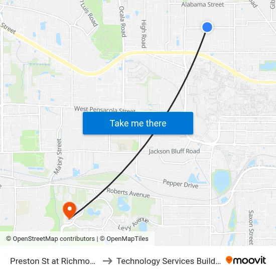 Preston St at Richmond St Wb to Technology Services Building (Elbit) map