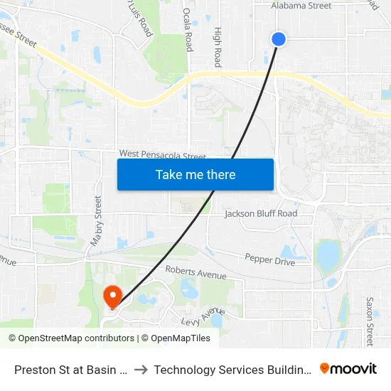 Preston St at Basin St Wb to Technology Services Building (Elbit) map