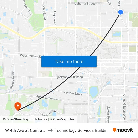 W 4th Ave at Central St Eb to Technology Services Building (Elbit) map