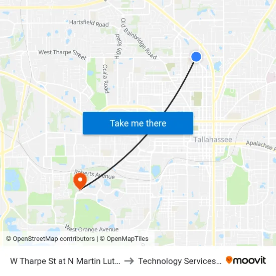 W Tharpe St at N Martin Luther King Jr Blvd Wb to Technology Services Building (Elbit) map
