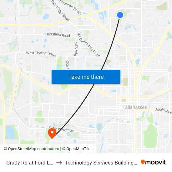 Grady Rd at Ford Ln Nb to Technology Services Building (Elbit) map