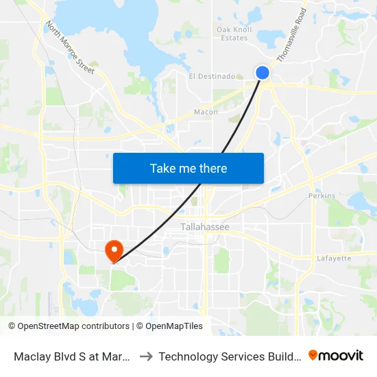 Maclay Blvd S at Market St Sb to Technology Services Building (Elbit) map