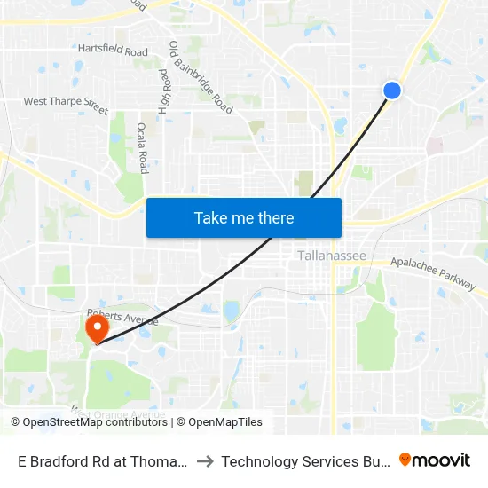 E Bradford Rd at Thomasville Rd Wb to Technology Services Building (Elbit) map
