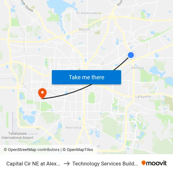 Capital Cir NE at Alexis Ln Nb to Technology Services Building (Elbit) map