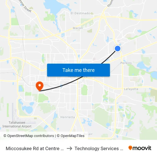 Miccosukee Rd at Centre Pointe Blvd Wb to Technology Services Building (Elbit) map