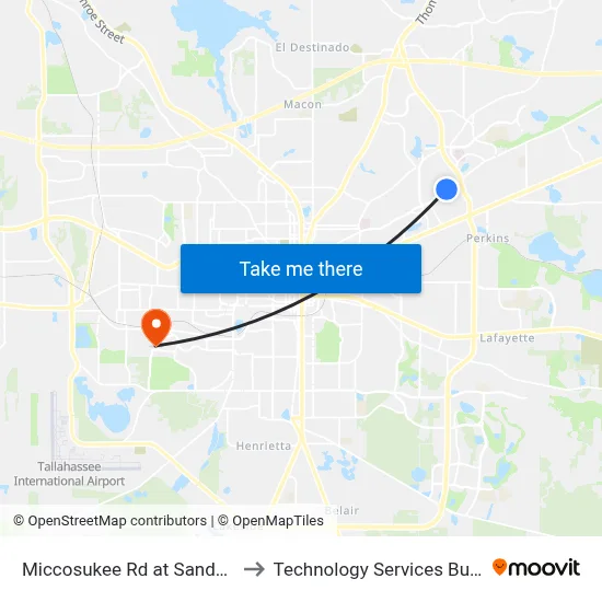 Miccosukee Rd at Sandcastle Dr Wb to Technology Services Building (Elbit) map