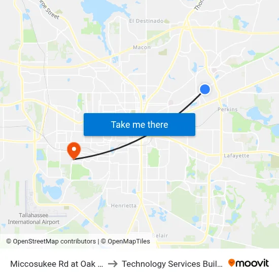 Miccosukee Rd at Oak Hill Dr Wb to Technology Services Building (Elbit) map
