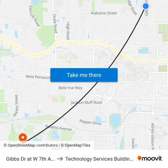 Gibbs Dr at W 7th Ave Sb to Technology Services Building (Elbit) map