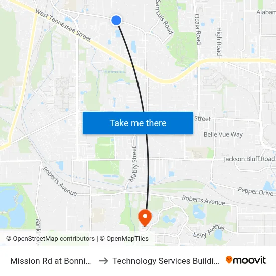 Mission Rd at Bonnie Dr Wb to Technology Services Building (Elbit) map
