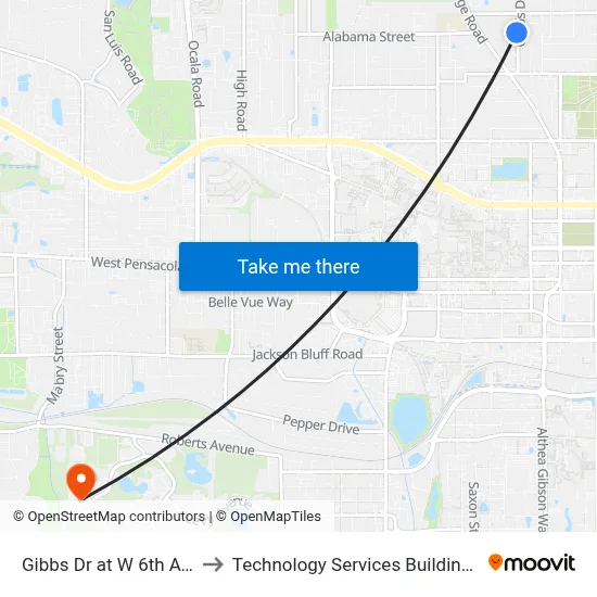 Gibbs Dr at W 6th Ave Sb to Technology Services Building (Elbit) map