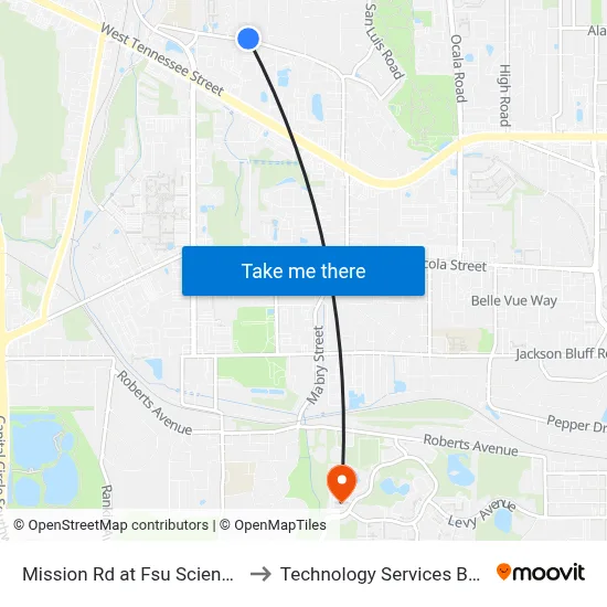 Mission Rd at Fsu Science Facility Wb to Technology Services Building (Elbit) map