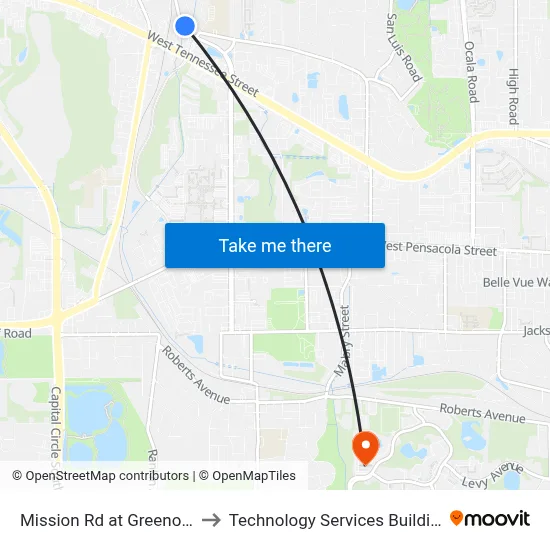 Mission Rd at Greenon Ln Nb to Technology Services Building (Elbit) map