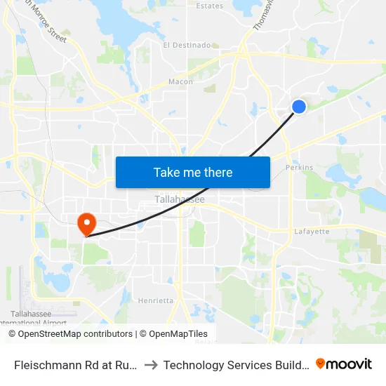 Fleischmann Rd at Rush Ln Eb to Technology Services Building (Elbit) map
