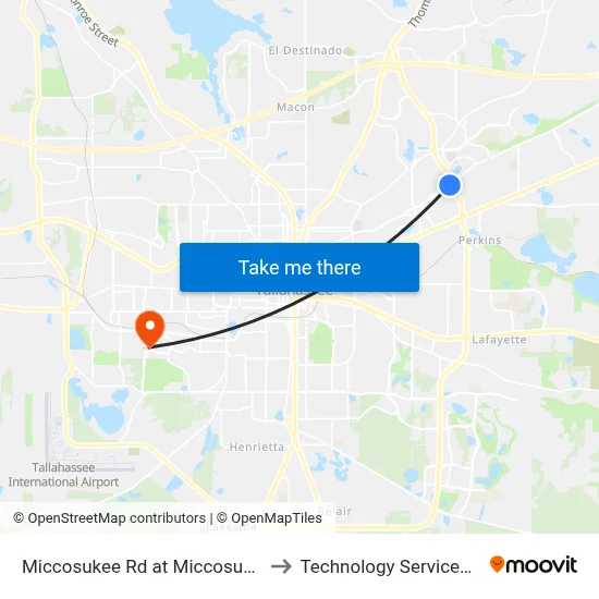 Miccosukee Rd at Miccosukee Commons Dr Eb to Technology Services Building (Elbit) map