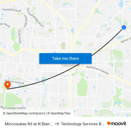 Miccosukee Rd at N Blair Stone Rd Wb to Technology Services Building (Elbit) map