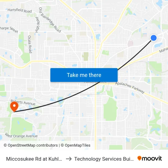 Miccosukee Rd at Kuhlacre Dr Wb to Technology Services Building (Elbit) map