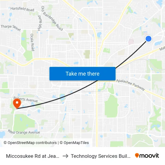 Miccosukee Rd at Jean Ave Wb to Technology Services Building (Elbit) map