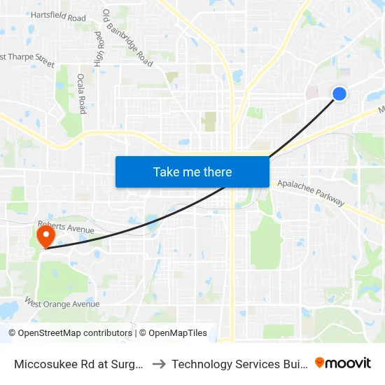 Miccosukee Rd at Surgeons Dr Wb to Technology Services Building (Elbit) map