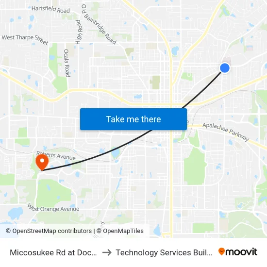 Miccosukee Rd at Doctors Dr Eb to Technology Services Building (Elbit) map