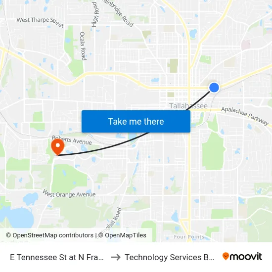 E Tennessee St at N Franklin Blvd Wb to Technology Services Building (Elbit) map