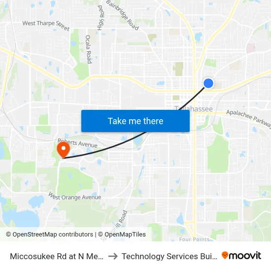 Miccosukee Rd at N Meridian St Eb to Technology Services Building (Elbit) map