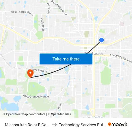 Miccosukee Rd at E Georgia St Wb to Technology Services Building (Elbit) map