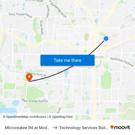 Miccosukee Rd at Mcdaniel St Eb to Technology Services Building (Elbit) map