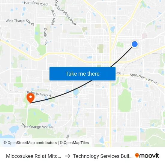 Miccosukee Rd at Mitchell Ave Eb to Technology Services Building (Elbit) map