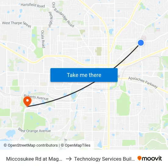 Miccosukee Rd at Magnolia Dr Eb to Technology Services Building (Elbit) map