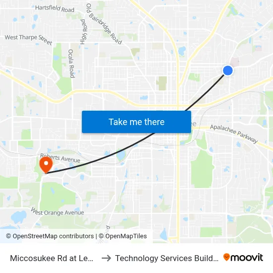 Miccosukee Rd at Lee Ave Wb to Technology Services Building (Elbit) map
