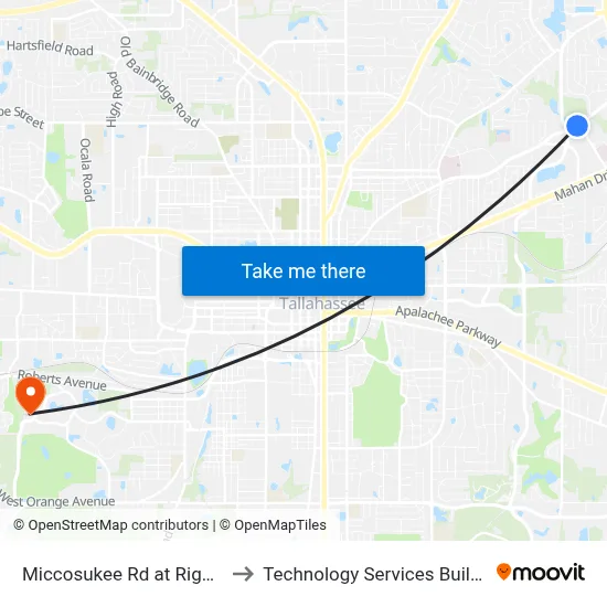 Miccosukee Rd at Riggins Rd Eb to Technology Services Building (Elbit) map