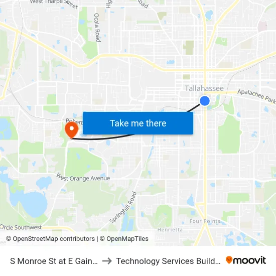 S Monroe St at E Gaines St Sb to Technology Services Building (Elbit) map