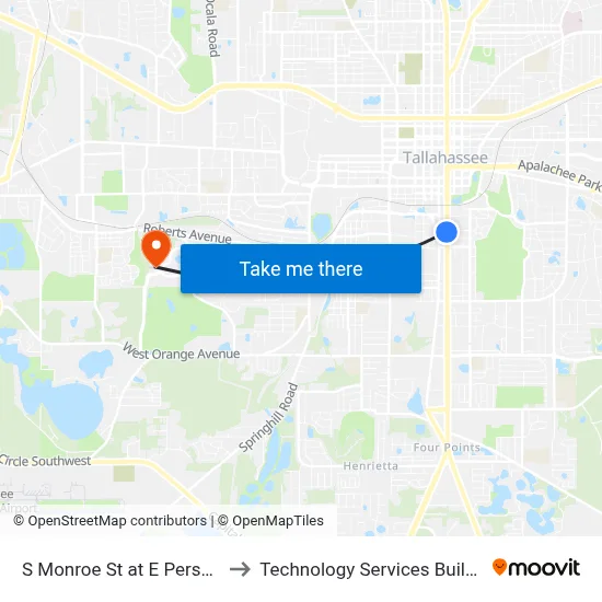 S Monroe St at E Pershing St Sb to Technology Services Building (Elbit) map