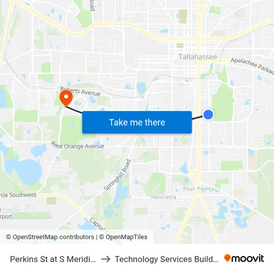 Perkins St at S Meridian St Eb to Technology Services Building (Elbit) map