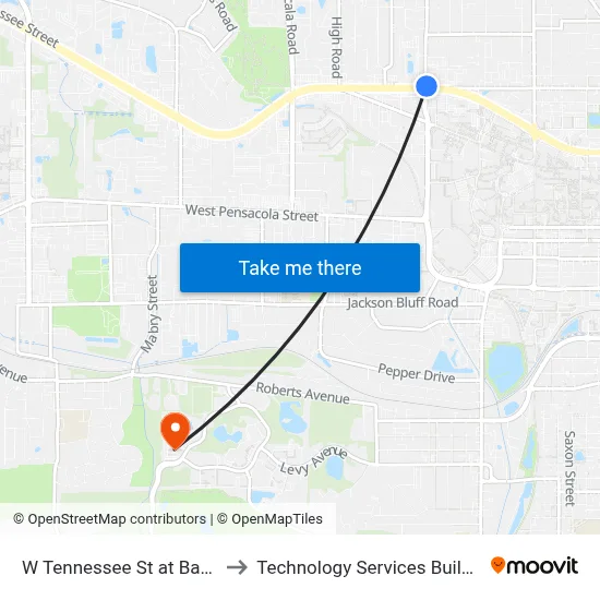 W Tennessee St at Basin St Wb to Technology Services Building (Elbit) map