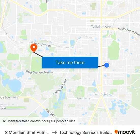 S Meridian St at Putnam Dr Sb to Technology Services Building (Elbit) map