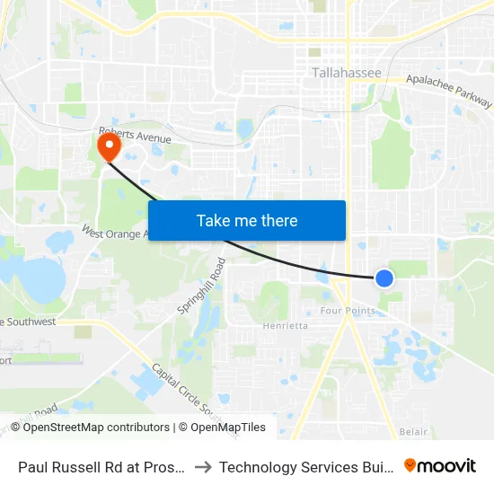Paul Russell Rd at Prospect St Wb to Technology Services Building (Elbit) map