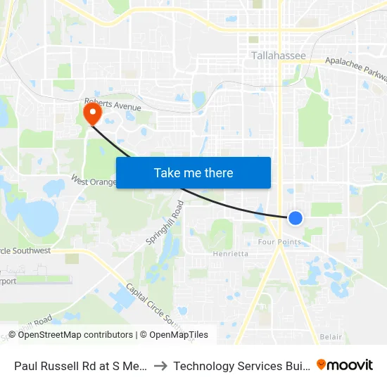 Paul Russell Rd at S Meridian St Eb to Technology Services Building (Elbit) map