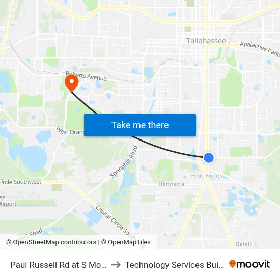 Paul Russell Rd at S Monroe St Wb to Technology Services Building (Elbit) map