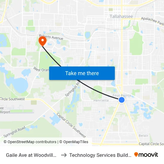 Gaile Ave at Woodville Hwy Eb to Technology Services Building (Elbit) map
