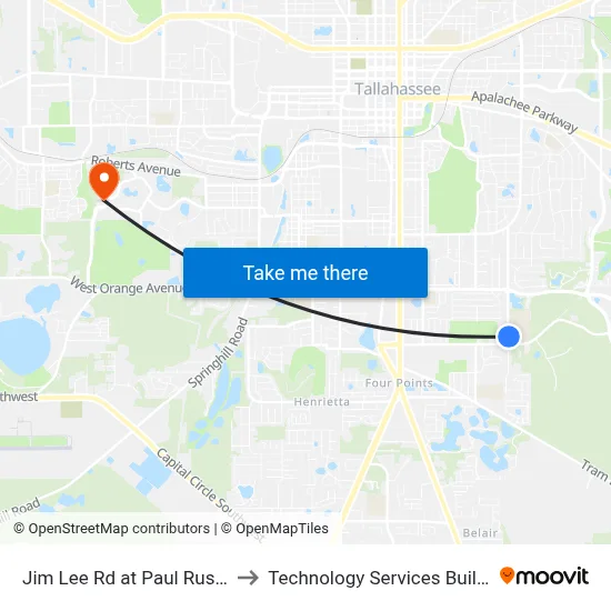 Jim Lee Rd at Paul Russell Rd Nb to Technology Services Building (Elbit) map