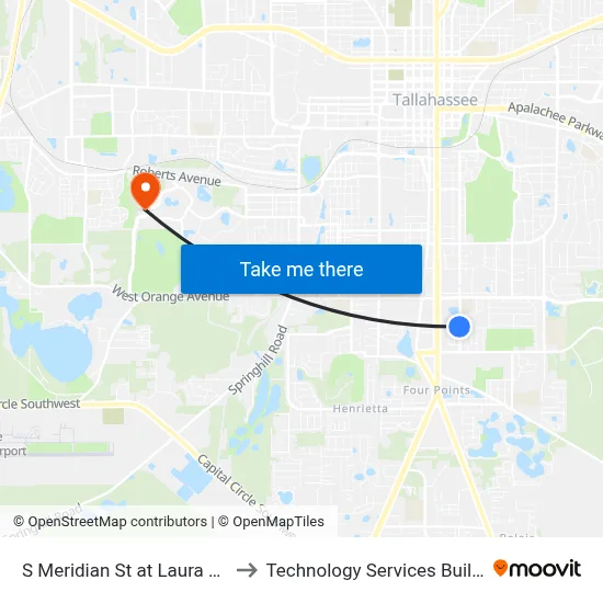 S Meridian St at Laura Lee Ave Sb to Technology Services Building (Elbit) map